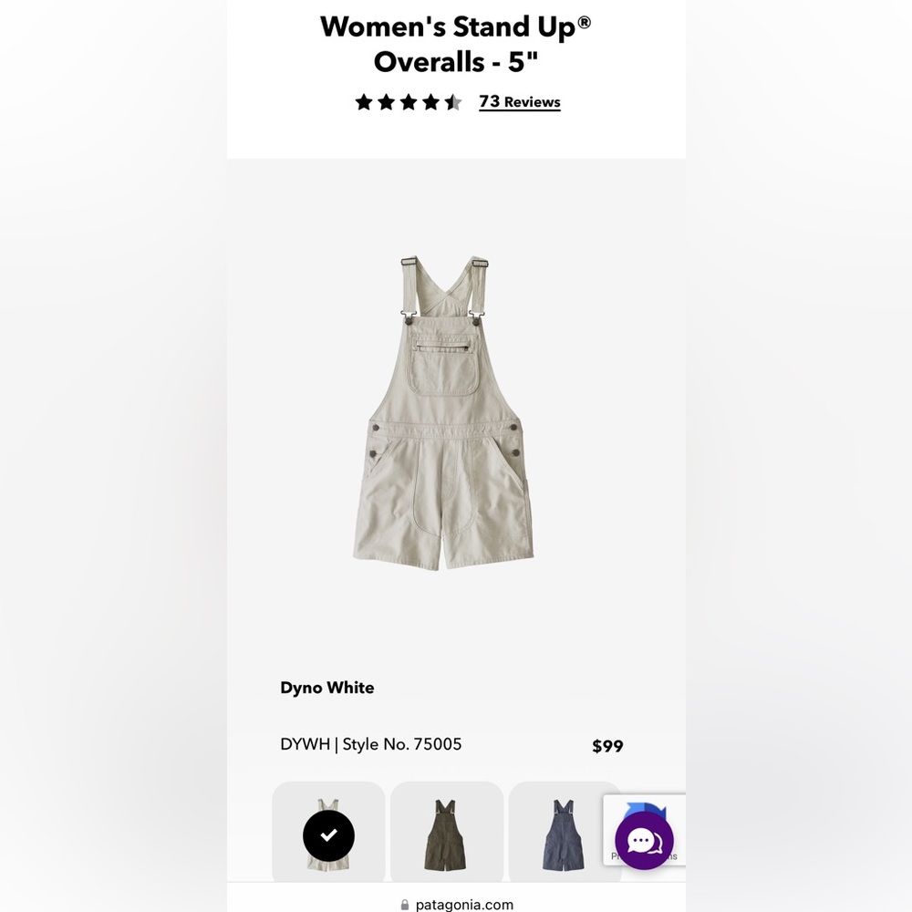 Patagonia women's stand up utility overalls white